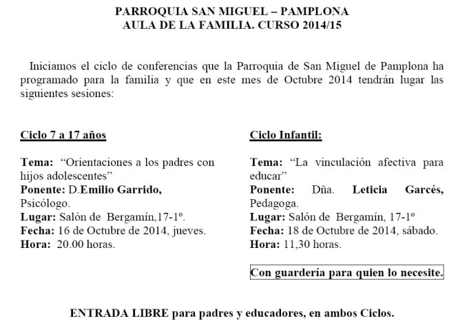 Charlas octubre 2014