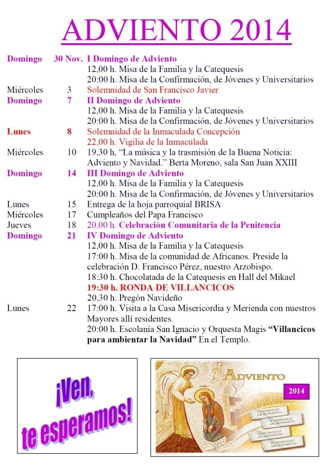 Agenda de Adviento 2014