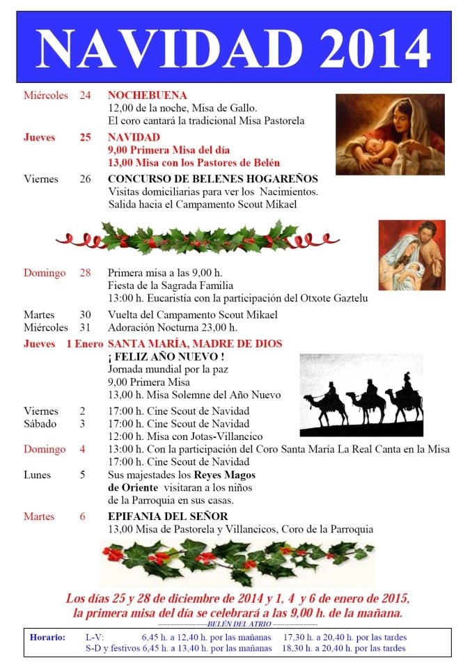 Calendario NAVIDAD 2014