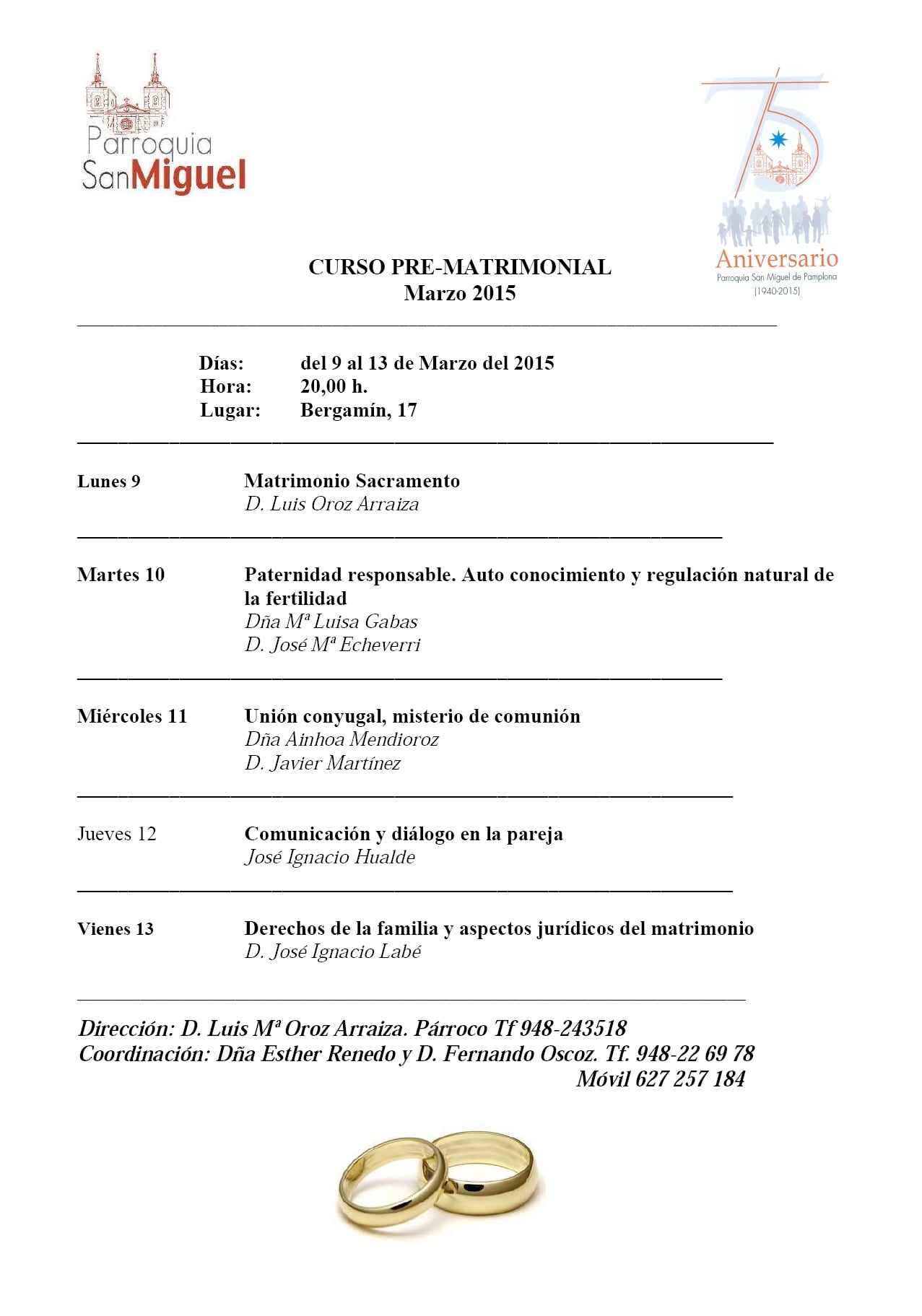 AGENDA curso prematrimonial 2015