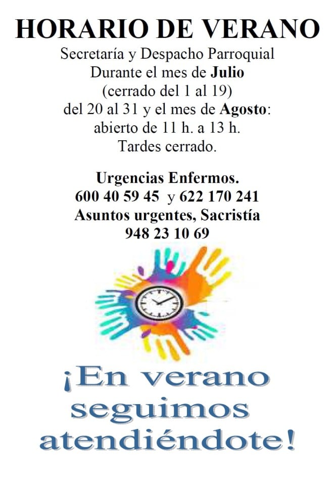 Cartel horario verano