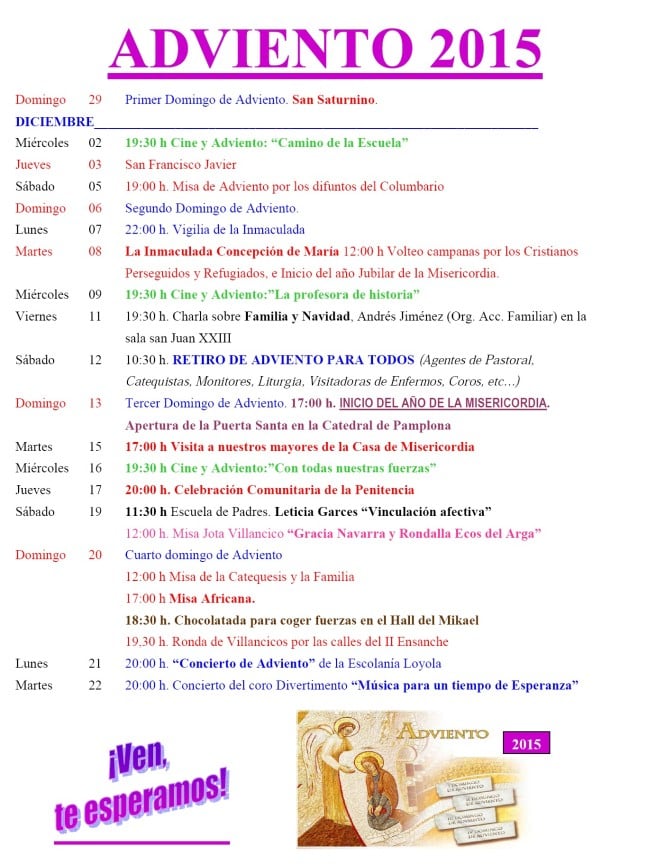 AGENDA ADVIENTO 2015