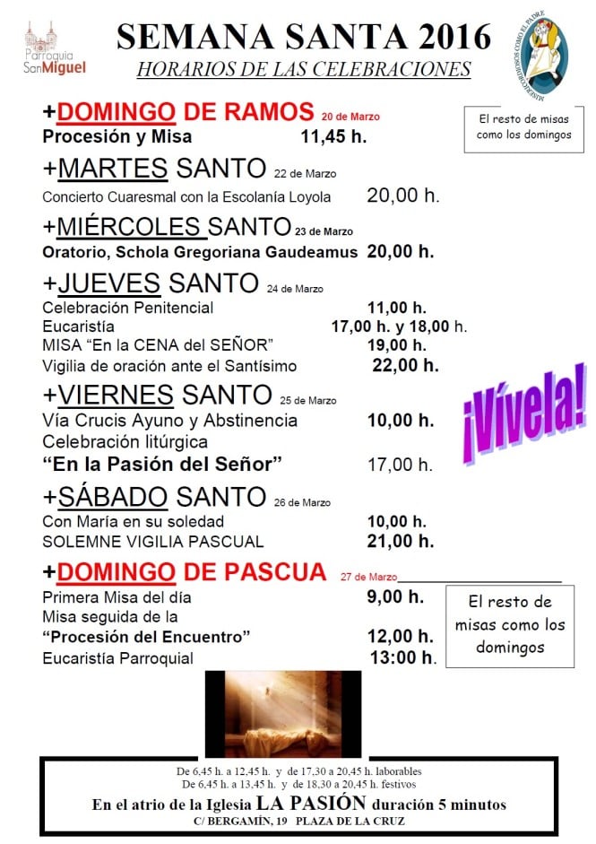 HORARIOS SEMANA SANTA